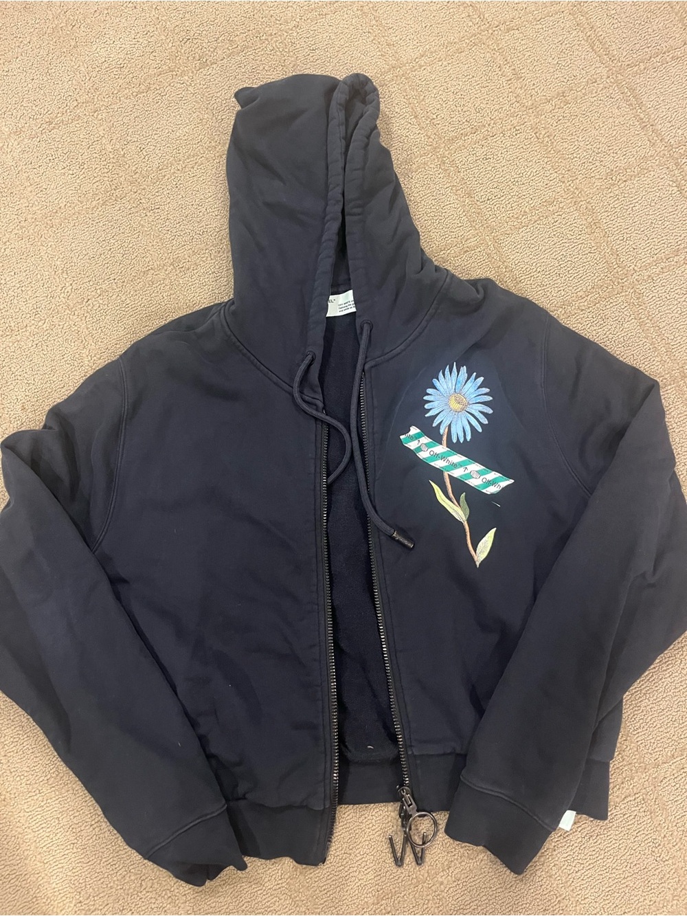 Off-White Black Hoodie with Ivory Main Label